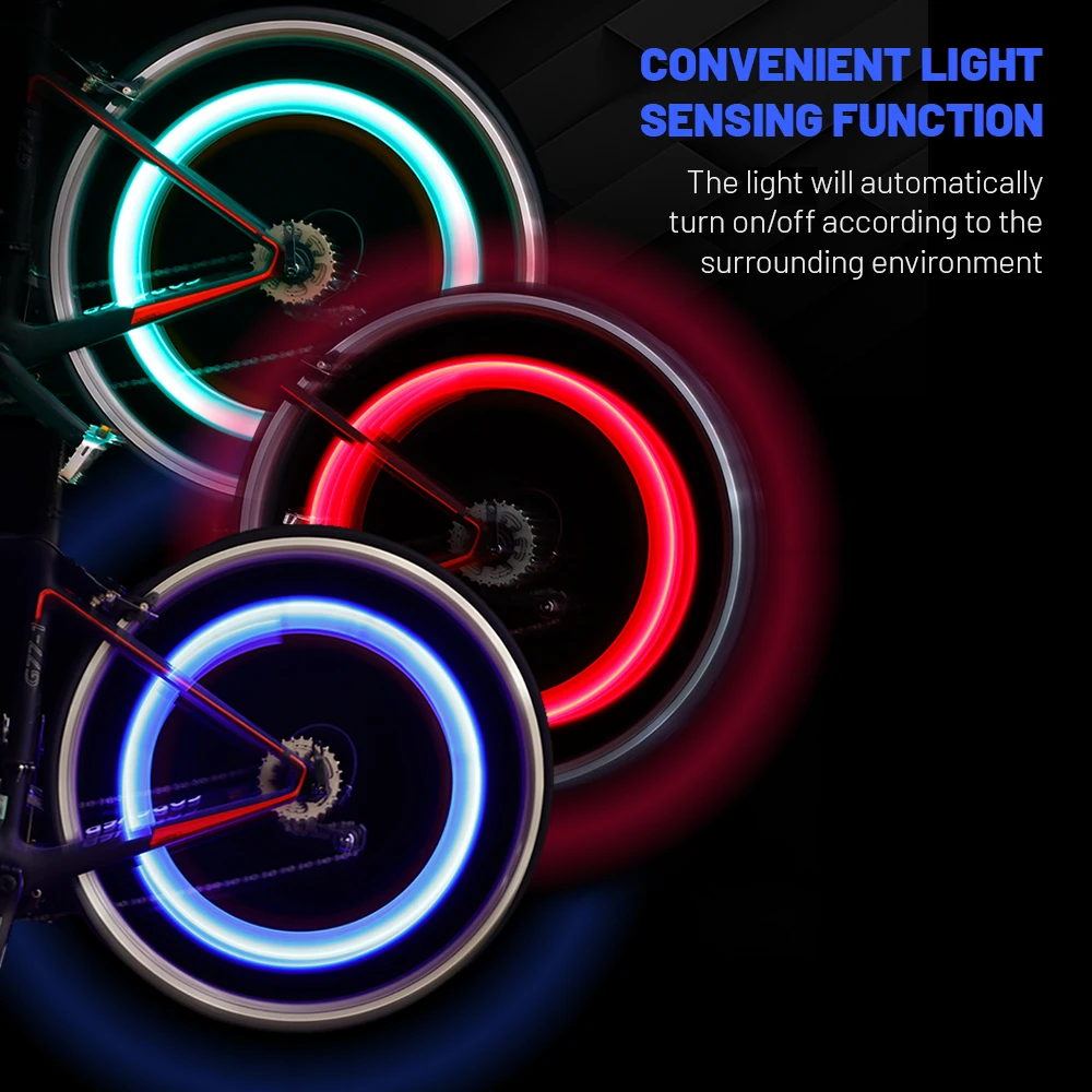 2 шт. велосипедный светильник с клапаном для шин IP6 водонепроницаемый фонарь