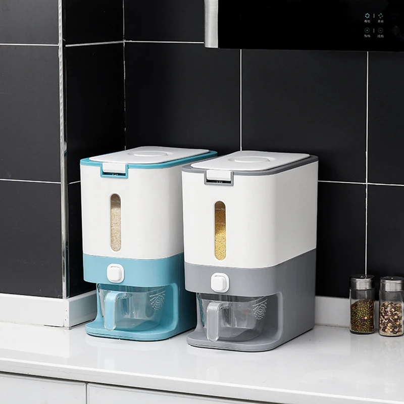 

Automatic Rice Dispenser Large Grain Container Storage With Lid Measuring Cylinder Moisture Proof Cereal Dispenser