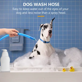 Handheld Pet Shower Hose Slip-on Dog Wash Hose Attachment for Showerhead Sink 5FT Hose Length 5