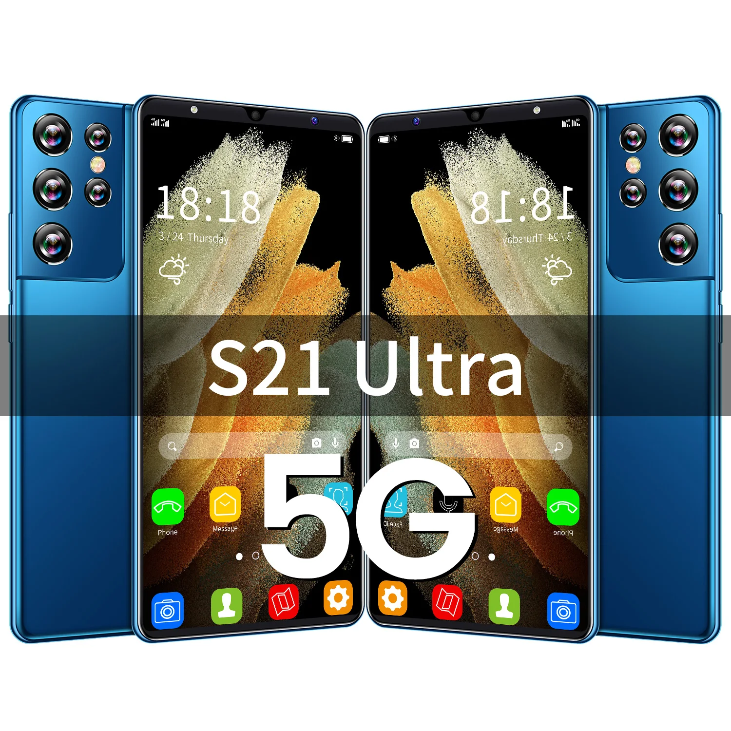 

Smartphone S21 Ultra 6.1 Inch HD Drop Screen Smart Cell Hand Mobile Phone 12GB 512GB Android 11 Face ID 4G/5G Celulares Telefon