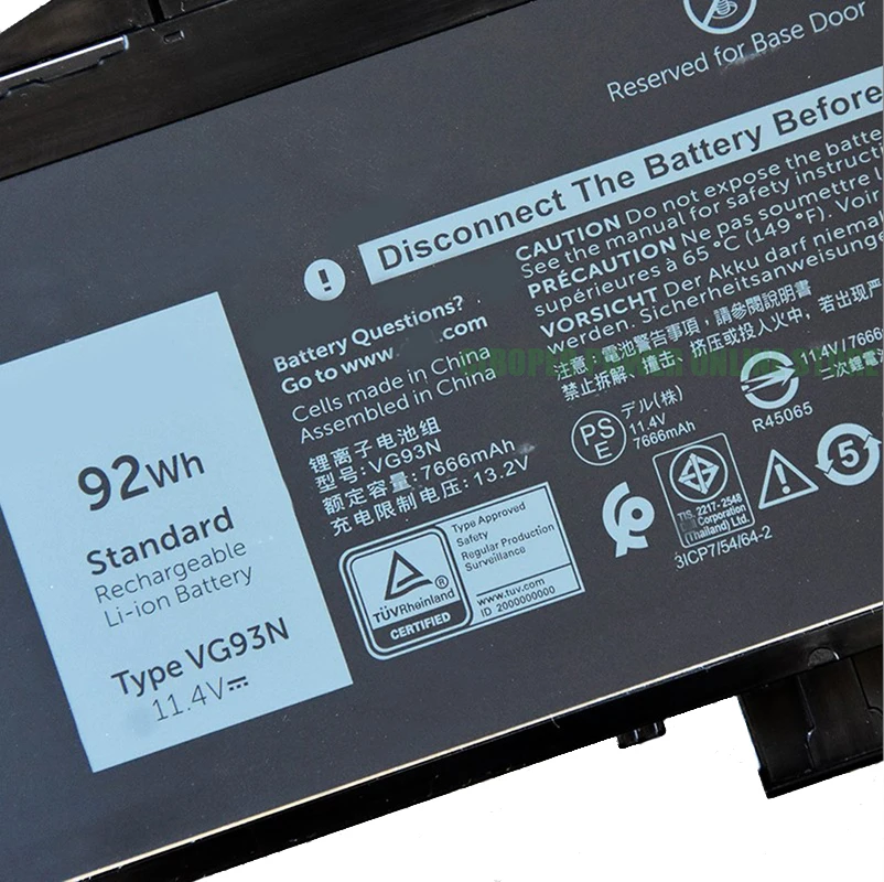 CP Аккумулятор для ноутбука VG93N WFWKK 11 4 в/92Wh Precision 15 3520 3530 E5590 Latitude 5580 5590 5591 Series