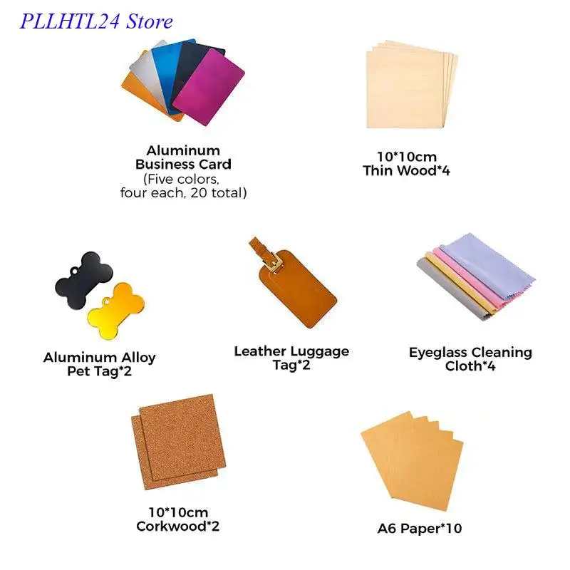 

44pcs LaserPecker 2 Laser Engraving Material Pack Contains Wood Cloth Leather Aluminium Alloy