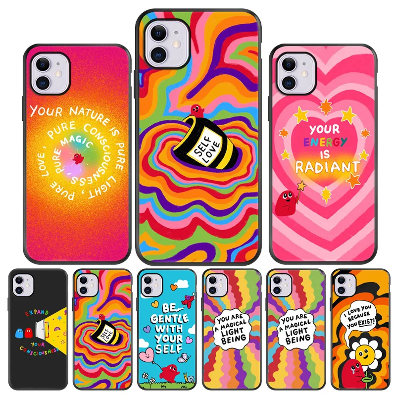 

Cartoon Phone Case for iPhone 11 13 Pro Max 12 Mini XR XS X 7 8 Plus 6 6S SE 2020 11Pro 12Pro 13Pro Cover Silicone Black Fundas