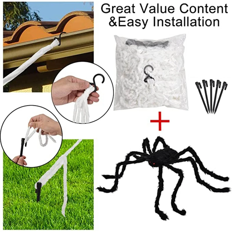 

Хэллоуин Паук Паутина с гигантским пауком набор украшений Декор для дома газон двор дерево украшение
