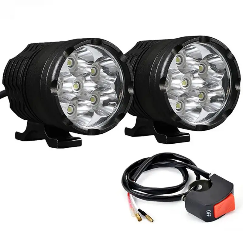 

2Pcs 6LED Spotlights Motorcycle LED Auxiliary Headlight Motorbike Scooter Spotlight 12V-80V 9000LM Fog Lights Moto Lighting Bulb