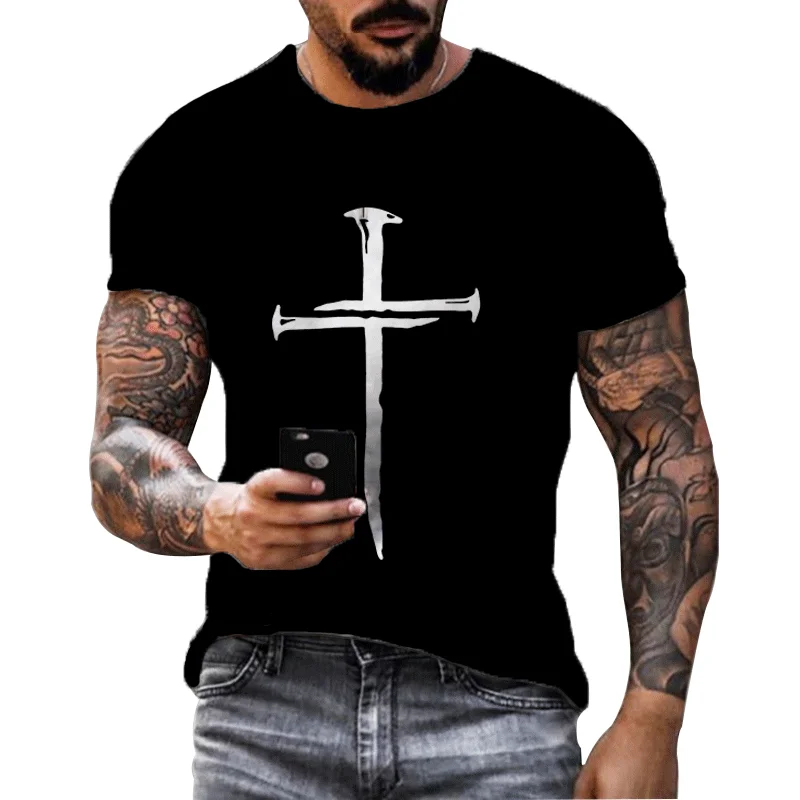 

Jesus Christ Cross Men Printed 3d T-shirt Unisex Casual O-Neck Tshirt God's Love and Redemption for the World Unisex 3D T-shirt