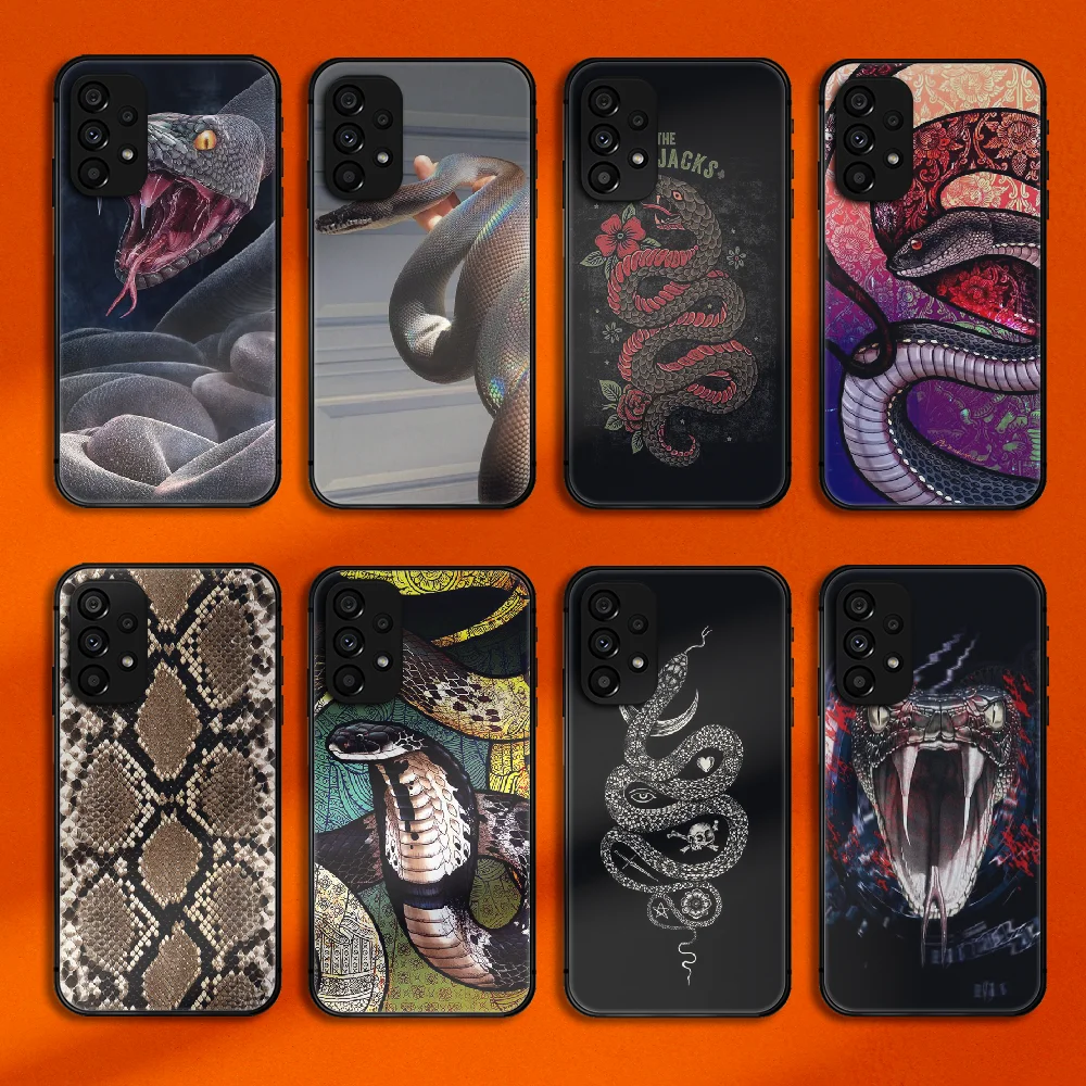 

Luxury Snake Skin Phone Case Cover For Samsung Galaxy A S Note 12 13 14 20 21 22 23 32 33 50 51 52 53 54 FE Plus Ultra Black