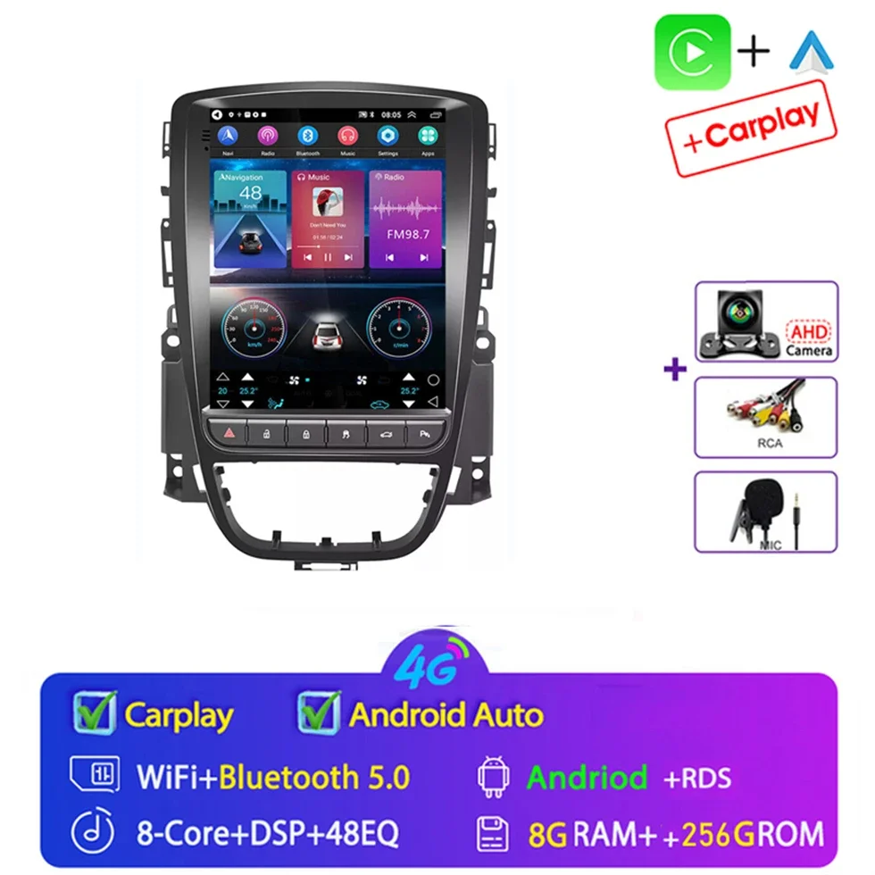 

Беспроводной Carplay Android 15, для Opel Astra J Vauxhall Buick Verano 2009-2015, 9,7 дюйма, автомобильный мультимедийный плеер в стиле Tesla, дисплей
