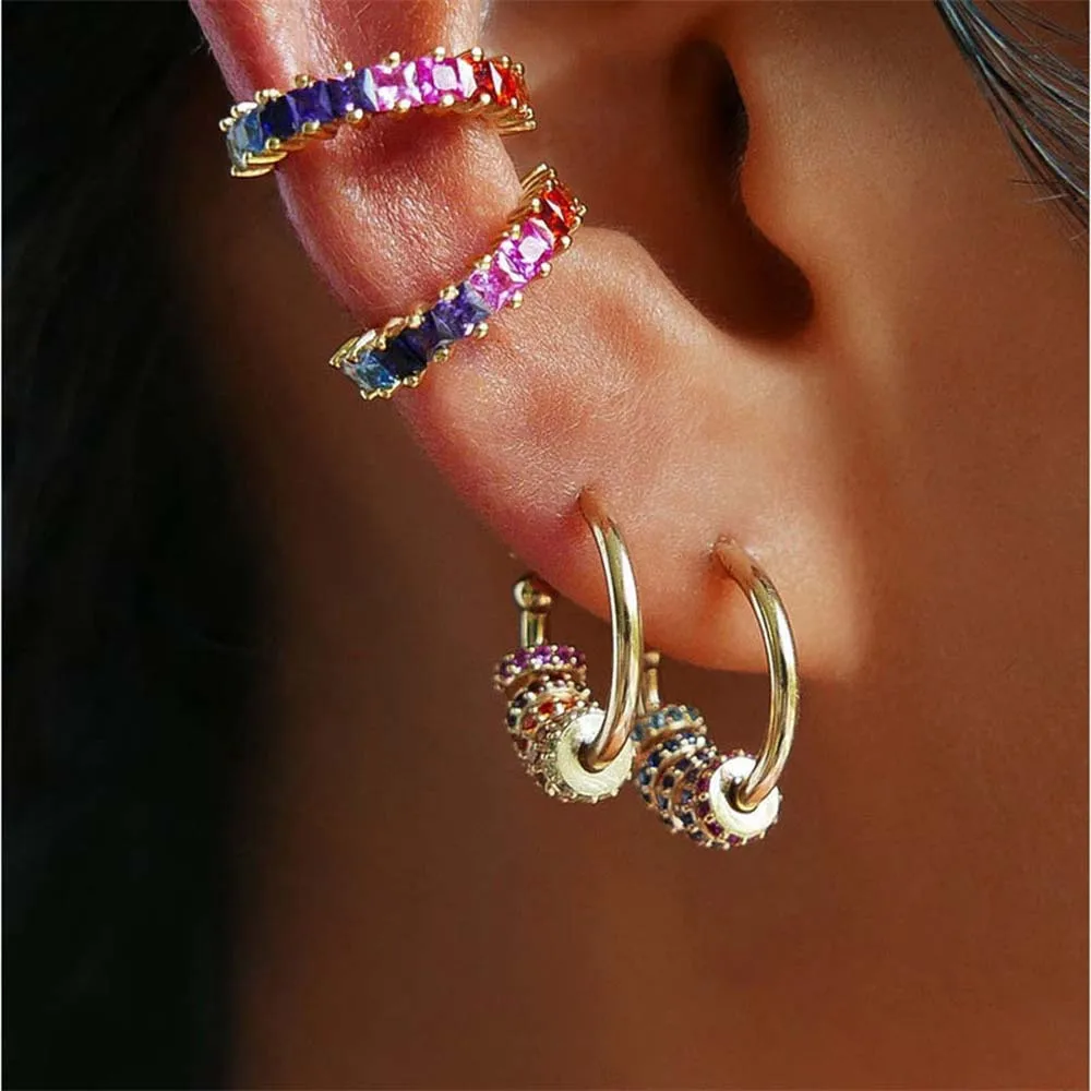 

Crystal Gold Colour C-Shape Stud Earring Bohemia Multicolor Charm Statement Earrings For Women Wedding Jewelry Wholesale