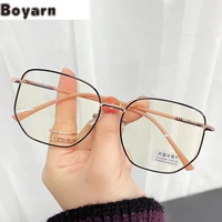 boyarn shades with irregular retro flat lens simple literary and artistic anti blue light glasses comfortable large frame glas