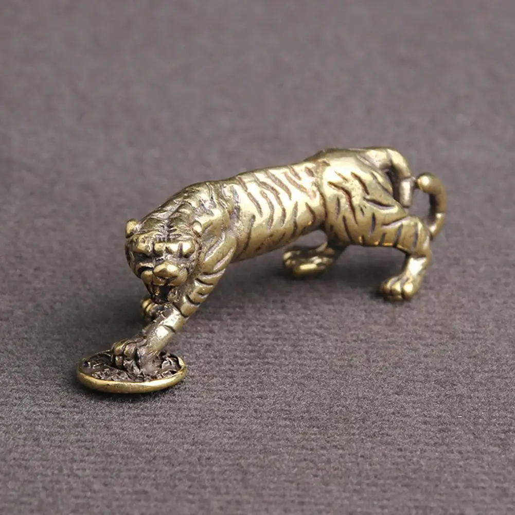 

Tiger Decor Animal Statue Exquisite Workmanship Festal Metal Traditional Chinese Zodiac Bronzed Tiger Figurine for Home