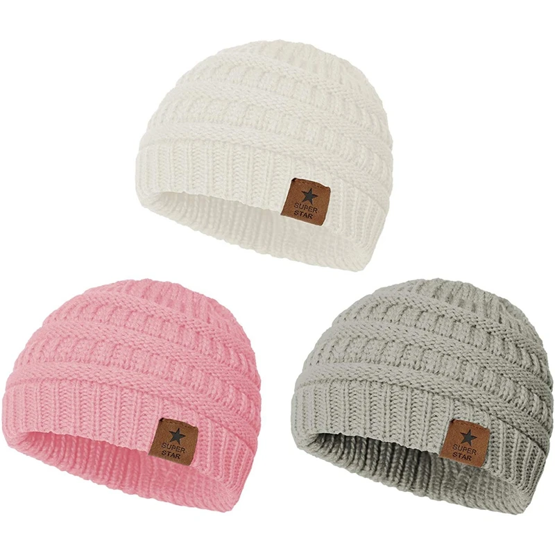 

Популярная детская маленькая круглая шапка Kf-3Pcs с бархатной подкладкой Осень-Зима вязаная шерстяная шапка защита ушей теплая шапка