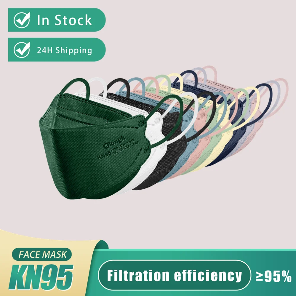 

Elough KN95 Masks FFP2 Fish Mask Colores 4 Layers Mascarillas FPP2 Homologadas Adult kn 95 Face Mask CE Mascherine FFPP2