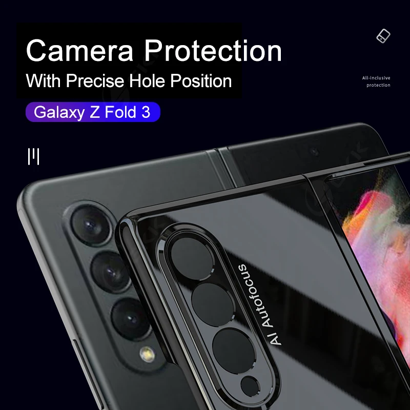 Suitable for Samsung zfold3 foldable phone case flip cover UV glossy case film integrated anti drop phone protective case