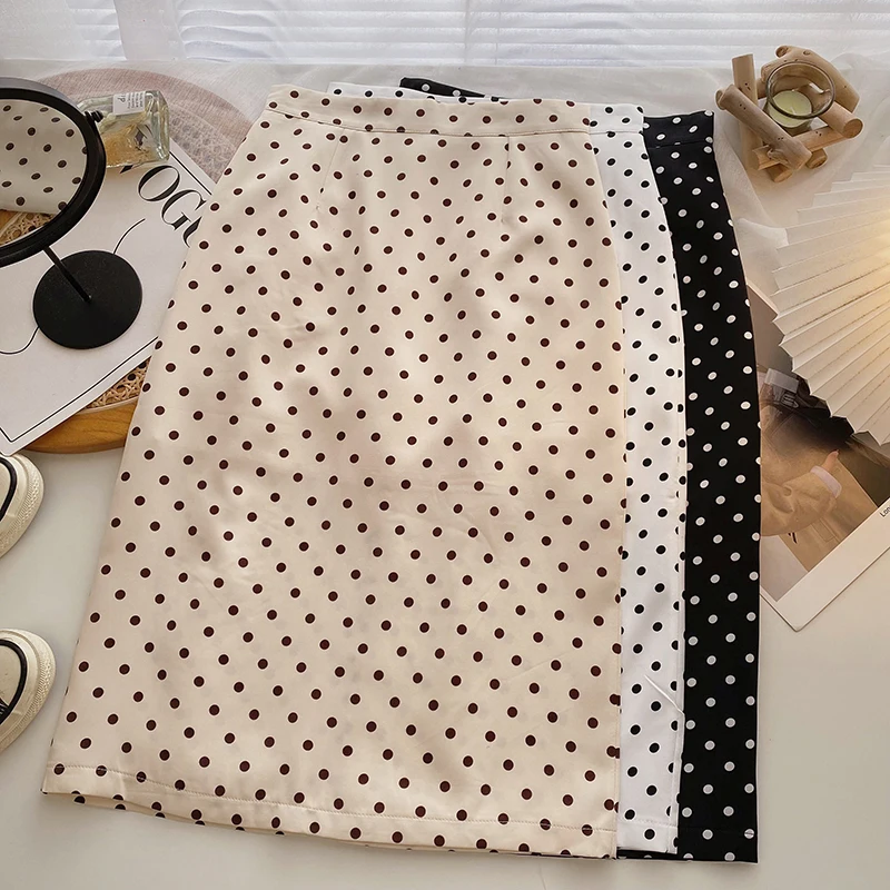 

High waist polka dot skirt women's spring 2022 new Korean version mid-length retro temperament trend