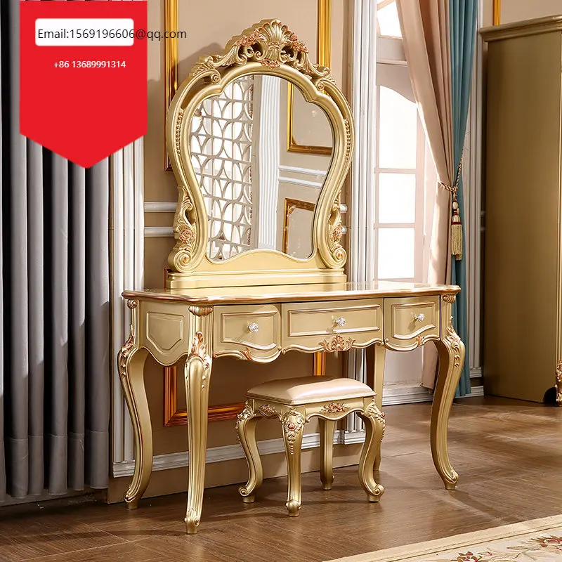

European dressing table stool multifunctional dressing table Princess Garden bedroom luxury champagne gold