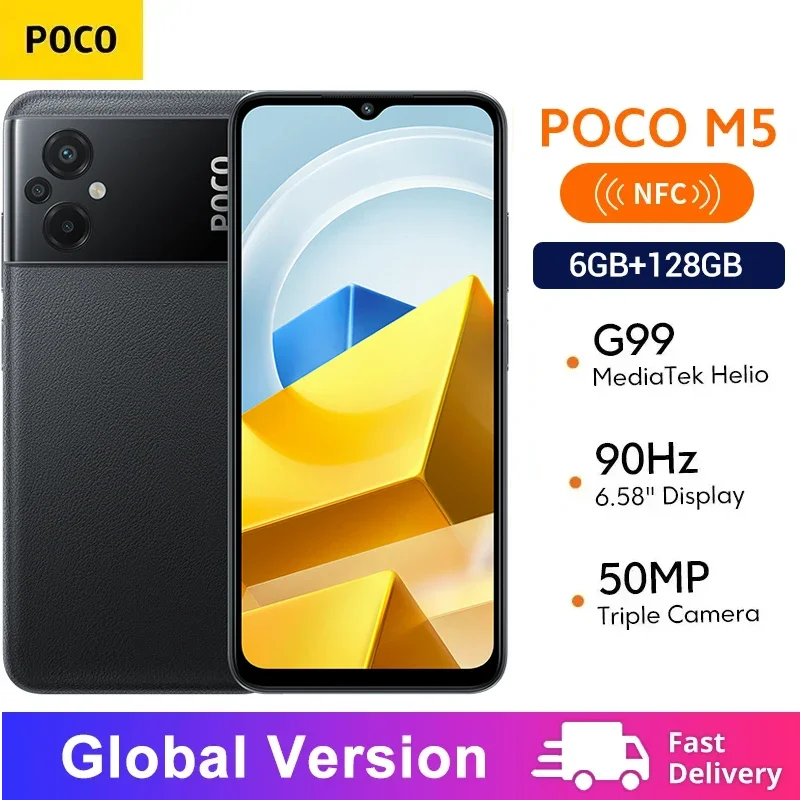 Глобальная версия POCO M5 64 ГБ / 128 ГБ MediaTek Helio G99 Octa Core 6,58 ''Дисплей 90 Гц 50MP Тройная камера 18 Вт Зарядка - В корзинах у всех - бестселлеры