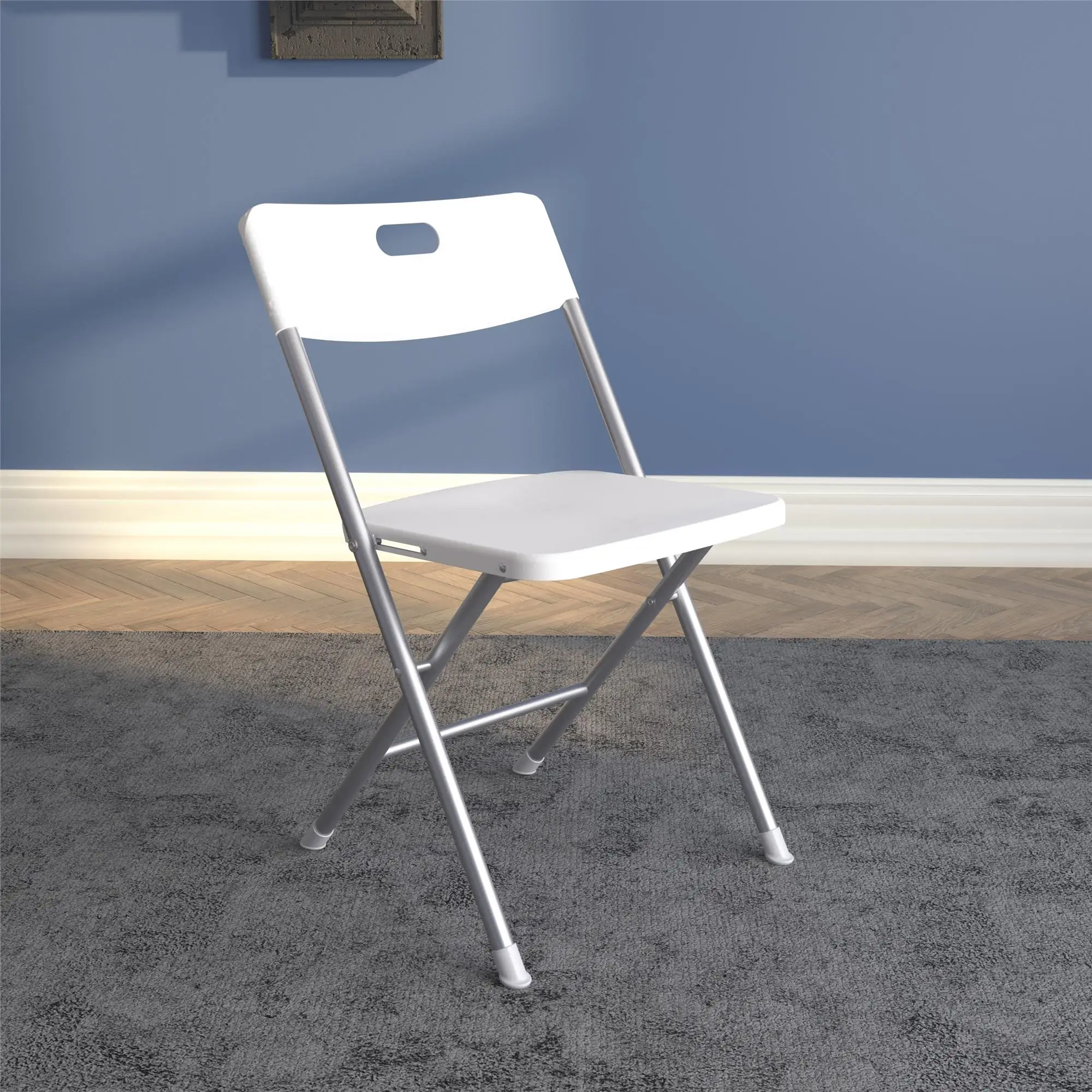 Resin Seat & Back Folding Chair, White, 4-Pack