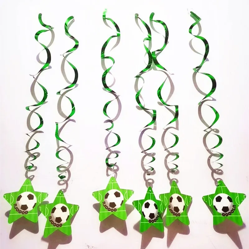 

6pcs/lot Football Theme Decoration Ceiling Hanging Swirls Happy Birthday Party Garlands Festival Party Baby Shower DIY Spiral