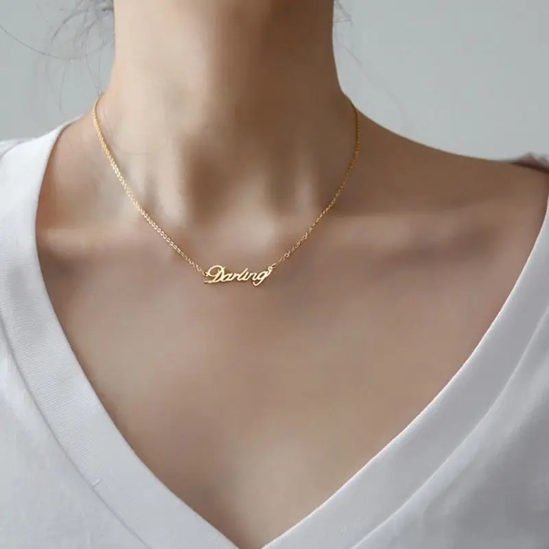 

Darling New European Lock Pendants Women Necklaces Gold Color Chain Neckalces Personality Collars for Female colar choker