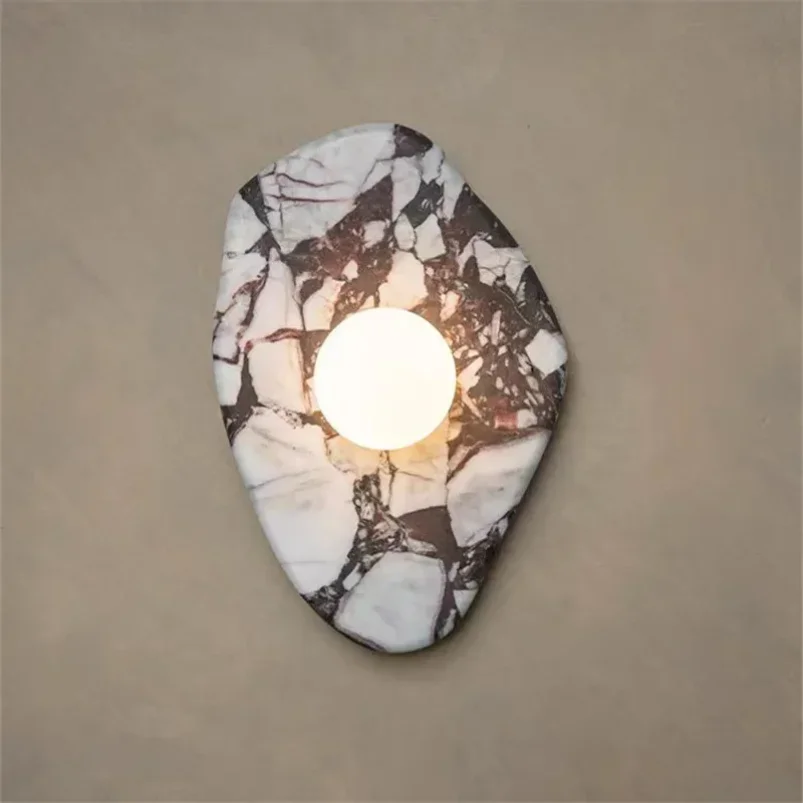 Необычно натуральный мраморный настенный светильник для гостиной полосатый фон