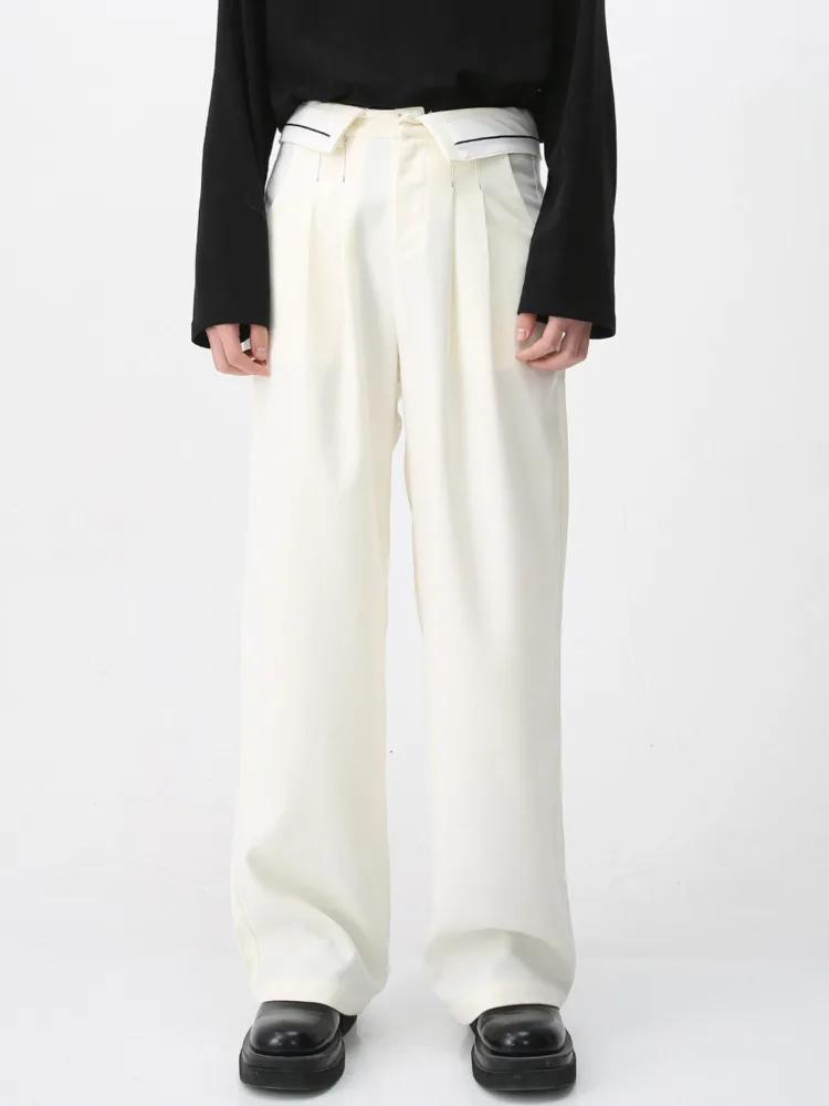 

SYUHGFA Men's Wear 2023 Autumn Winter High Waist Solid Color Slim Casual Suit Pants For Male All-match Simple Trousers