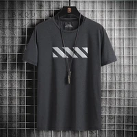 2022 new summer ice silk short sleeve t shirt mens loose plus size plus size mens round neck half sleeve quick drying t shirt