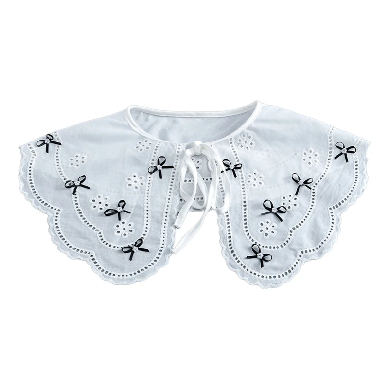 

Multifunctional Detachable Doll False Collar Women Shawl Wrap Hollow Embroidery Flower Necklace Capelet for Girls