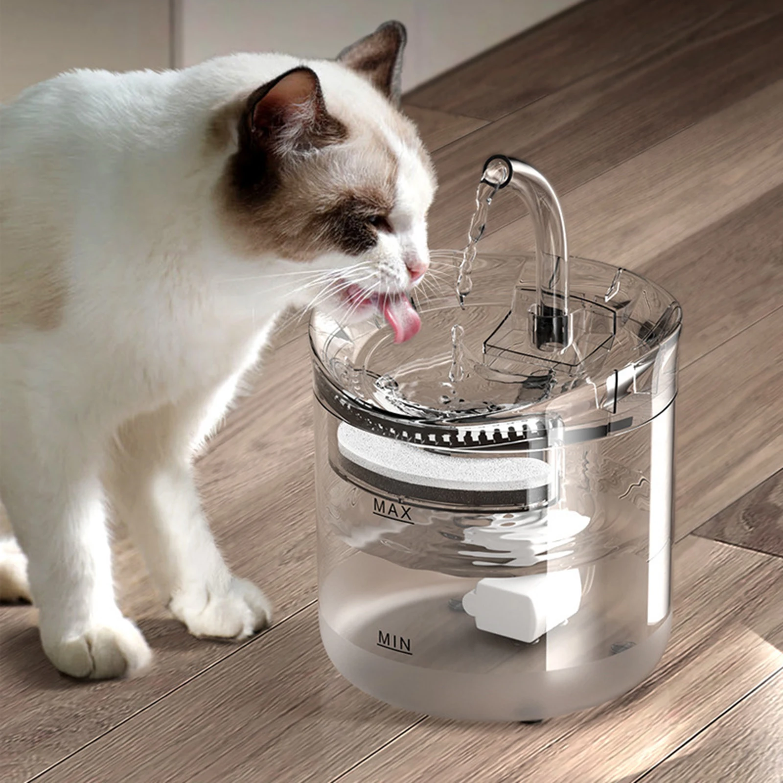 

Cat Water Fountain with Smart Sensor Automatic Pet Water Dispenser Drinking Fountain with Silent Pump 1.8L Water Tank 2 Modes