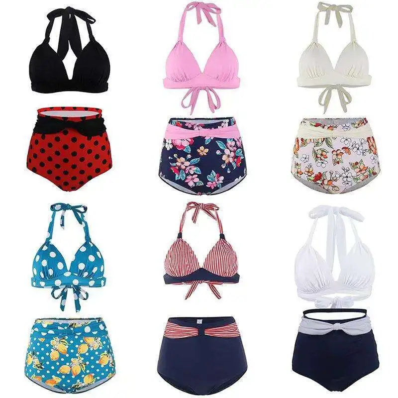 

Bikini Fashionable Multi Color High Waist Briefs Swimsuit For Women