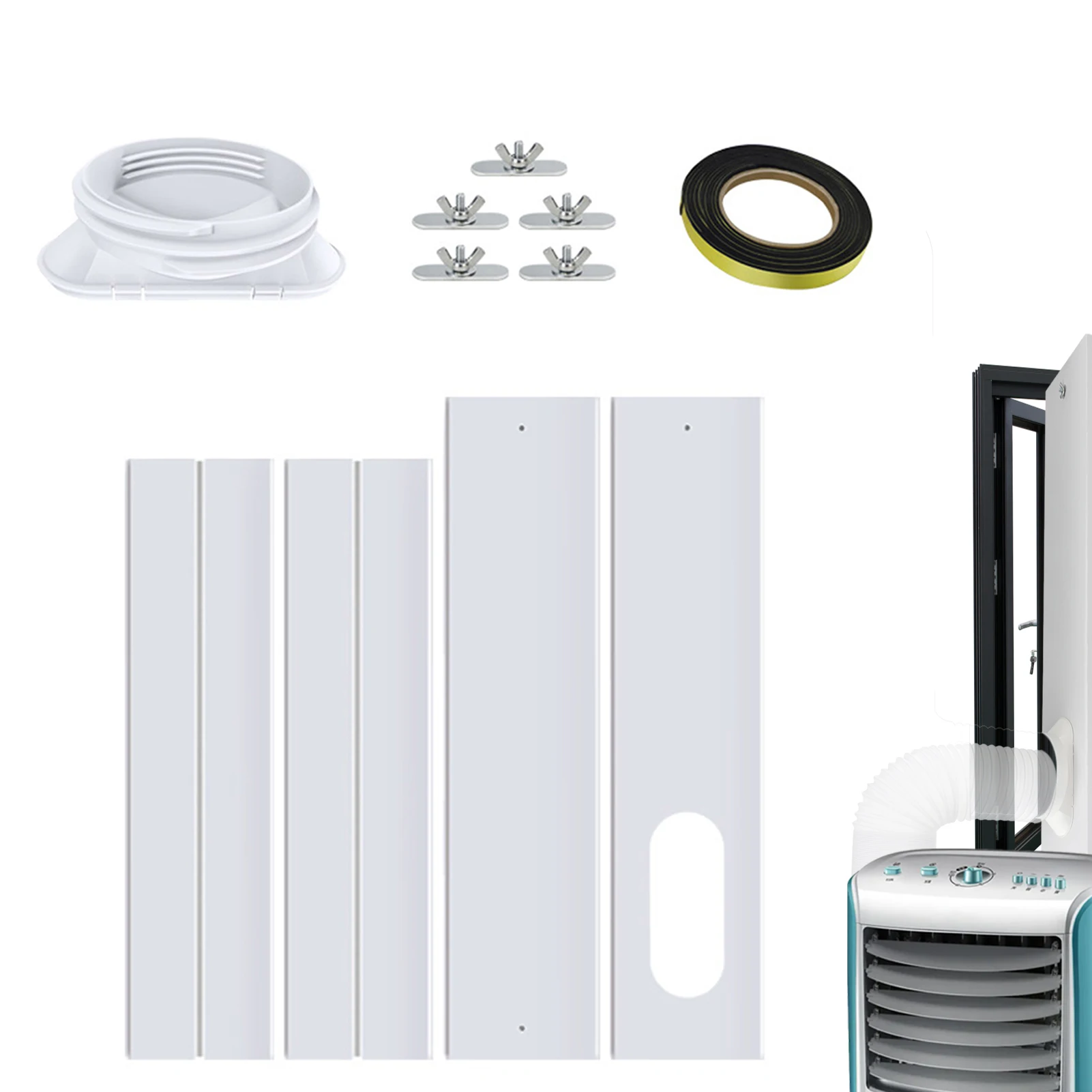 

Air Conditioner Window Kit AC Adjustable Slide Seal Plates With Baffles AC Accessories With Adjustable Length 17 Inches To 60