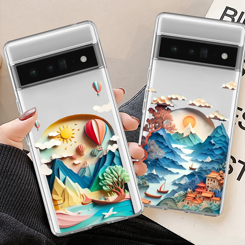 Ландшафтная фотография для Google Pixel 6 6A 7 7A Pro креативные горы воздушные шары