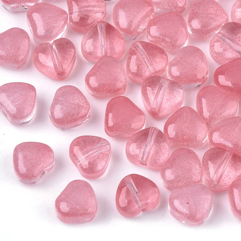 

500pcs Mini Transparent Spray Painted Glass Beads Heart Imitation Jelly Loose Spacer Beads for DIY Bracelet Necklace 6x6x4mm