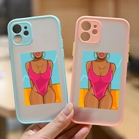 punqzy pretty girl skin feel soft tpu phone case for iphone 11 12 mini 13 pro max xr xs 8 7 all inclusive drop protection cover