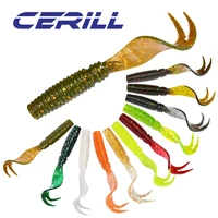 cerill 10 pcs 75mm 3 3g worm bait soft fishing lure double tails jigging wobblers artificial carp bass silicone swimbait tackle
