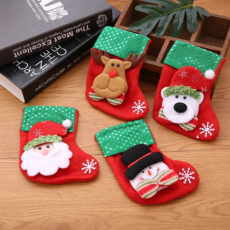 2022 Christmas Socks Candy Bag Cartoon Small Socks Gift Bag Decorations Christmas Decorations for Home Christmas Gifts Gift Kids