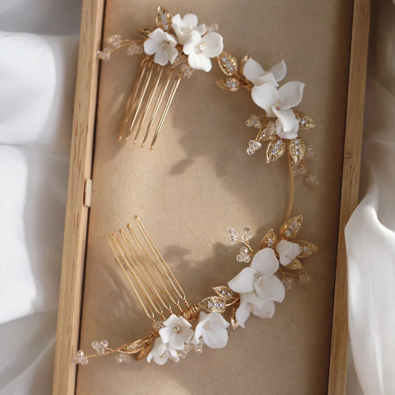 Женская длинная расческа для волос с цветком и листьями