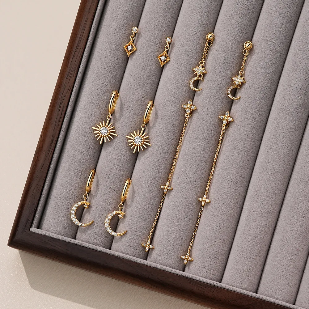 F.I.N.S стерлингового серебра 925 пробы с цирконием звезда луна солнце