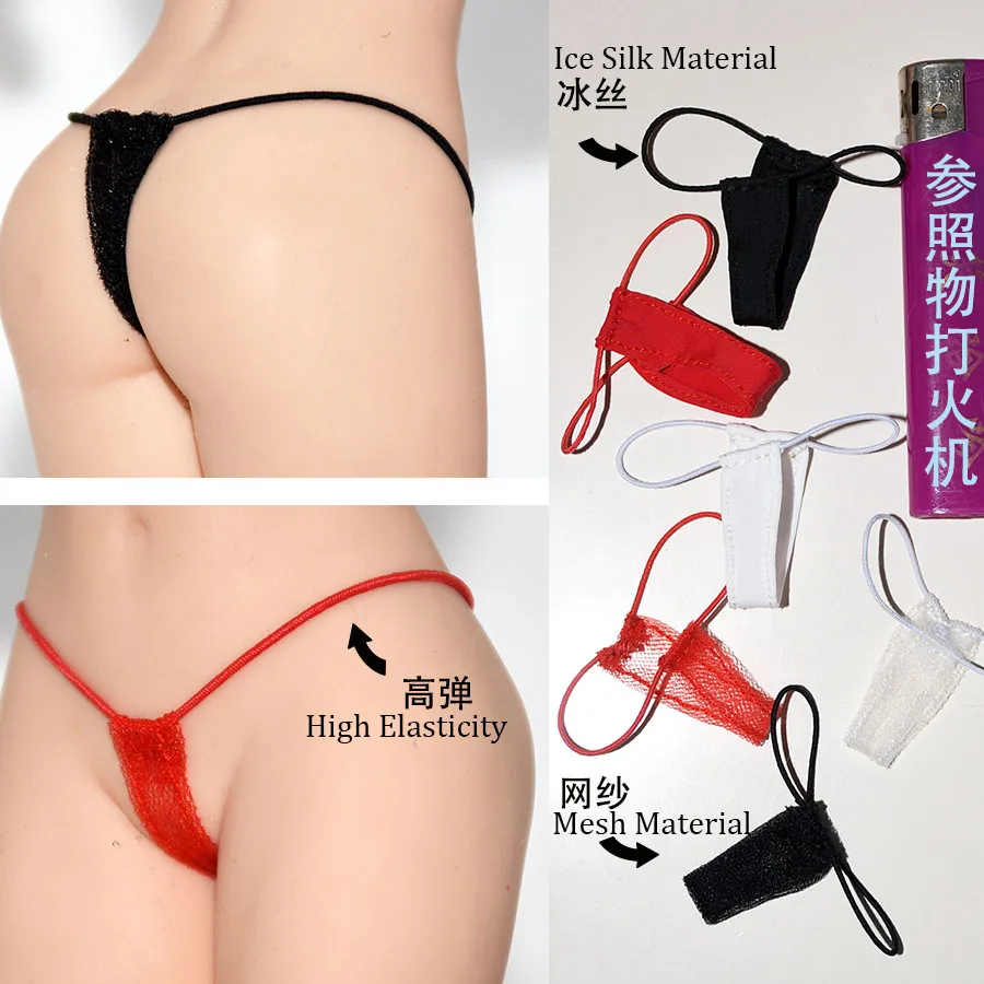 

1/6 Female Soldier Ice Silk Mesh Panties Thong Brief Underwear Clothes Fit 12" Female PH TBL Figure Body Toys Hobby Collection