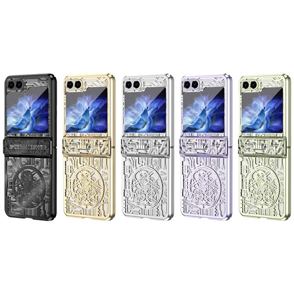 

For Samsung Galaxy Z Flip5 Phone Case Fashion Star Plating Clear Shockproof Protection Magnetic Card Cover