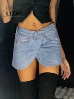 ledp summer 2022 casual streetwear vintage vacation outfits button split low waist denim mini skirts womens y2k clothes