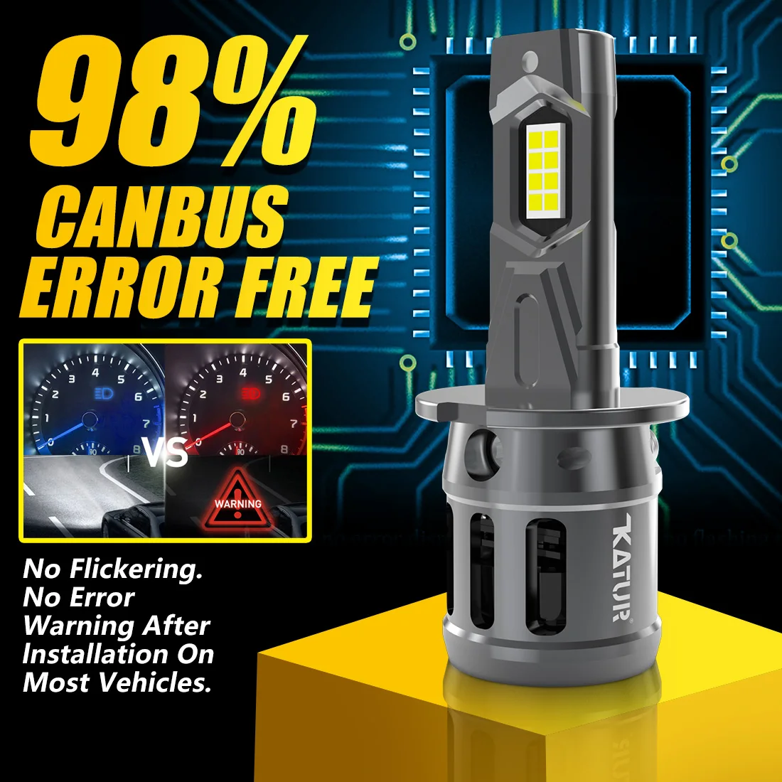 Katur 2x H3 светодиодная Автомобильная фара мини-размер 6000 лм 1993 K белый с