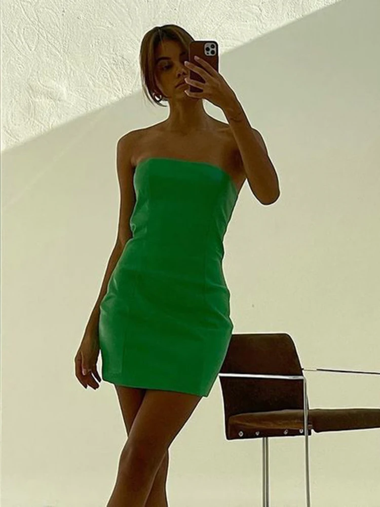 Мини-платье из искусственной кожи пикантное облегающее платье с открытой спиной