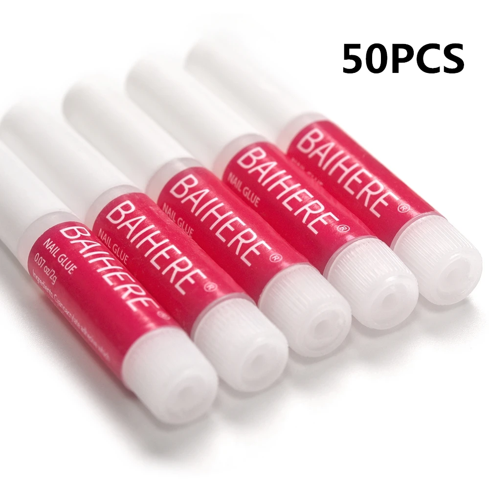 

50 PCS Nail Glue for Acrylic Nails Nail Tip Glue Professional Nail Glue False Nail Tips Glue for Broken Nails Super Adhesive