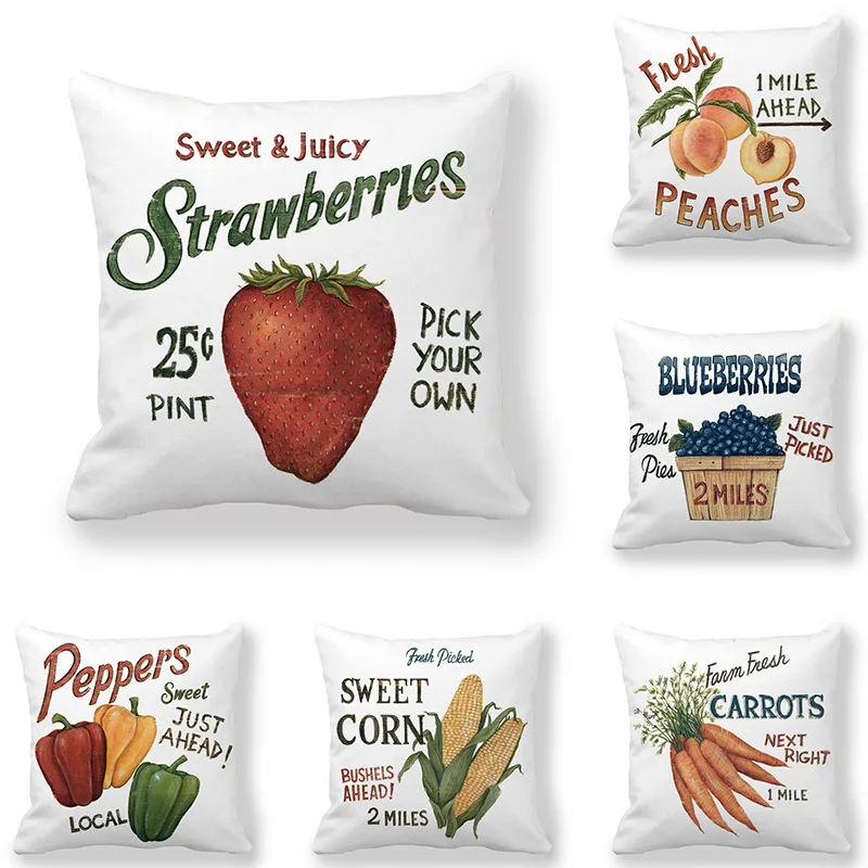 

Bedroom Living Room Sofa Home Decor Tomato Apple Print Vegetable Fruit Decorative Cushion Cover Pillowcase