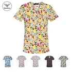 Униформа медсестры, униформа унисекс с мультяшным принтом и V-образным вырезом