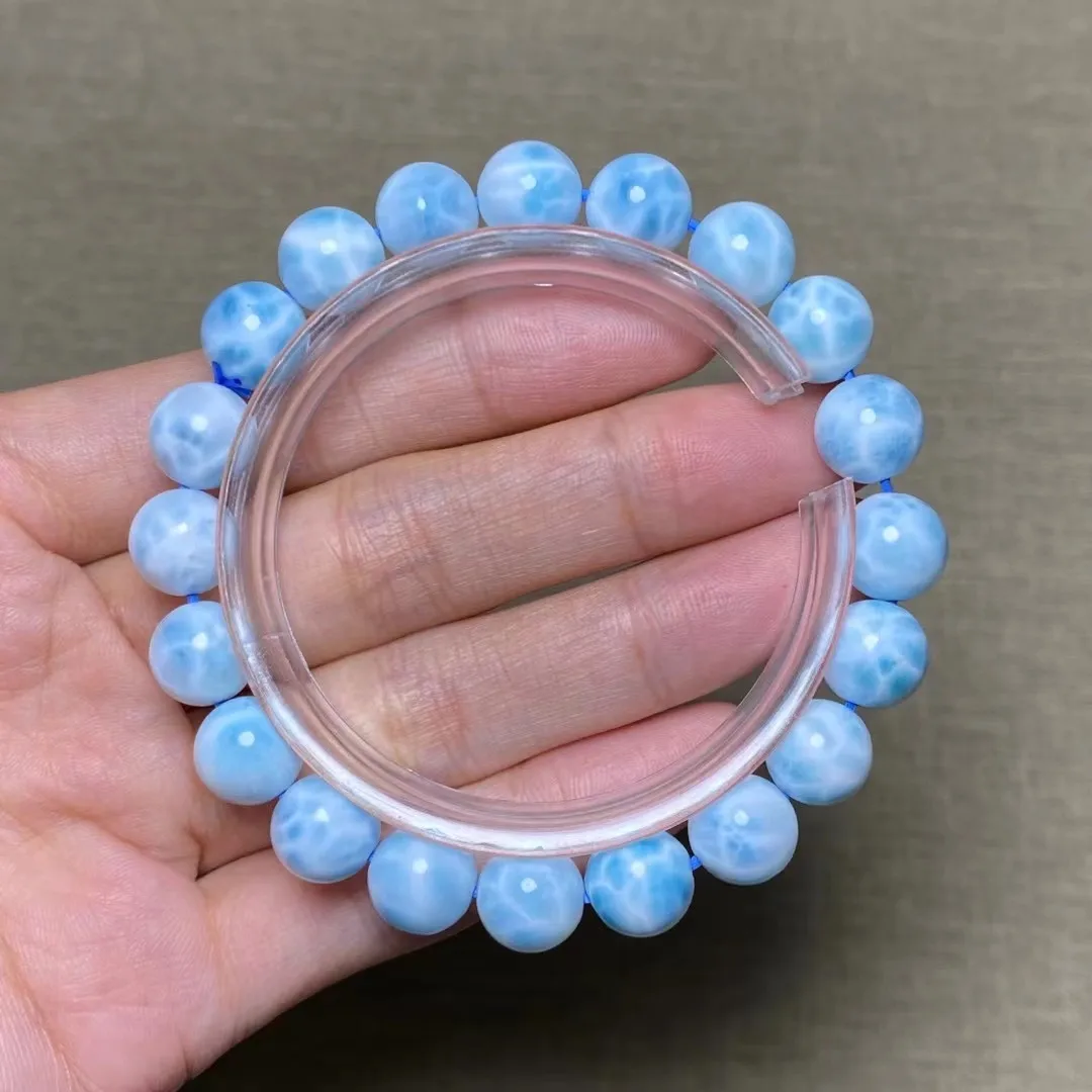 

9mm Natural Larimar Stone Bracelet For Women Lady Men Healing Gift Reiki Crystal Round Beads Gemstone Strands Jewelry AAAAA