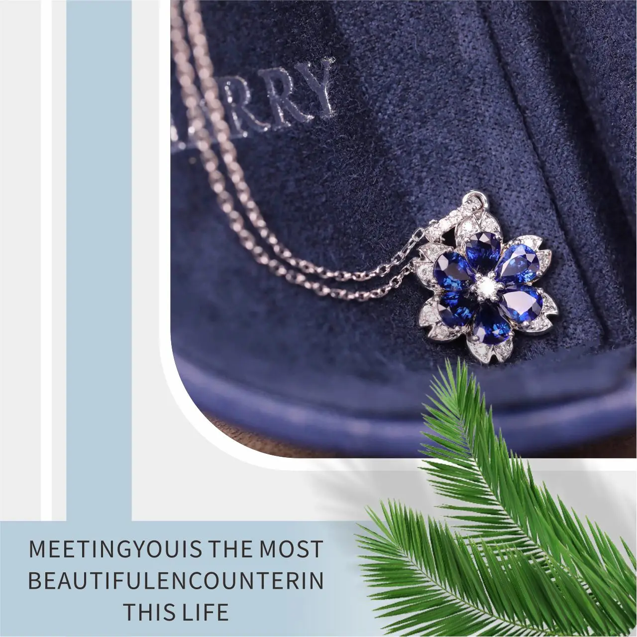 Элегантное Ожерелье Из Стерлингового Серебра 925 Пробы С Сапфиром И Бриллиантами