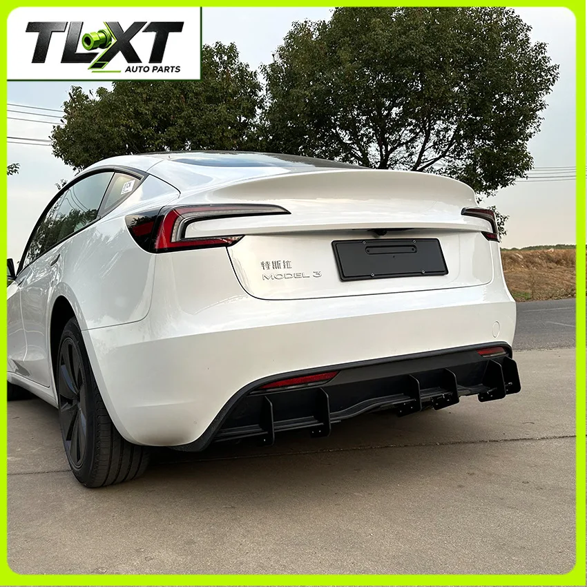 Фото TLXT Подходит для Tesla Model 3 2023+ (рестайлинг), задний спойлер, модификация заднего крыла. №5