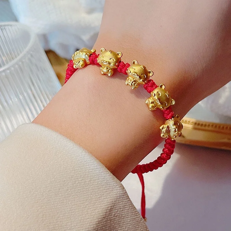 

2022 Zodiac Year Bracelet Chinese Style Tiger Transit Five OX Little Maverick Red String Wrap Bracelets